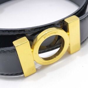 Salvatore Ferragamo Black Patent Leather Gancini Gold Buckle Belt Sz 32